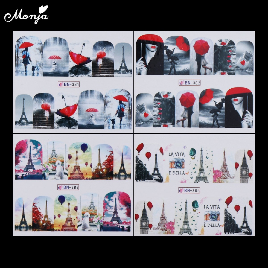 Monja Set 12 Tấm Hình Dán Móng Tay Nghệ Thuật Cho Cặp Đôi