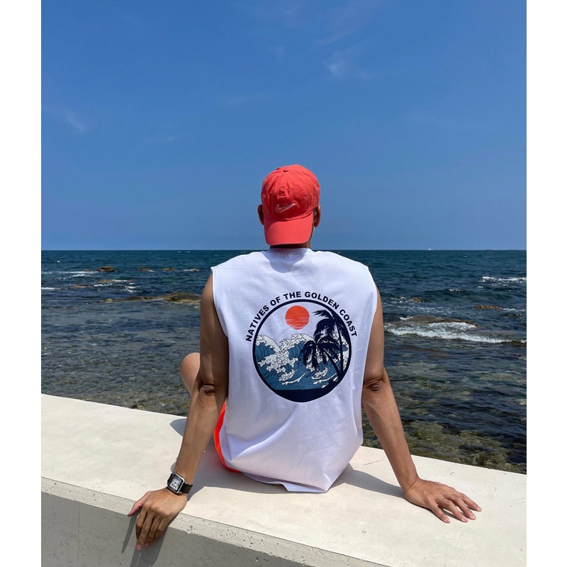 Áo thun ba lỗ sát nách unisex ngọn sóng thời trang cá tính