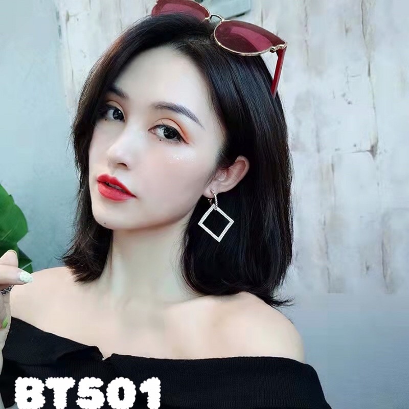 Bông tai hình thôi tòn ten đính đá phong cách sang trọng