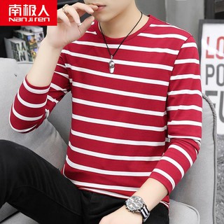 Dụng cụ trang trí chất lượng cao❤Áo thun Cotton tay dài kẻ sọc ngang trẻ trung hợp thời trang