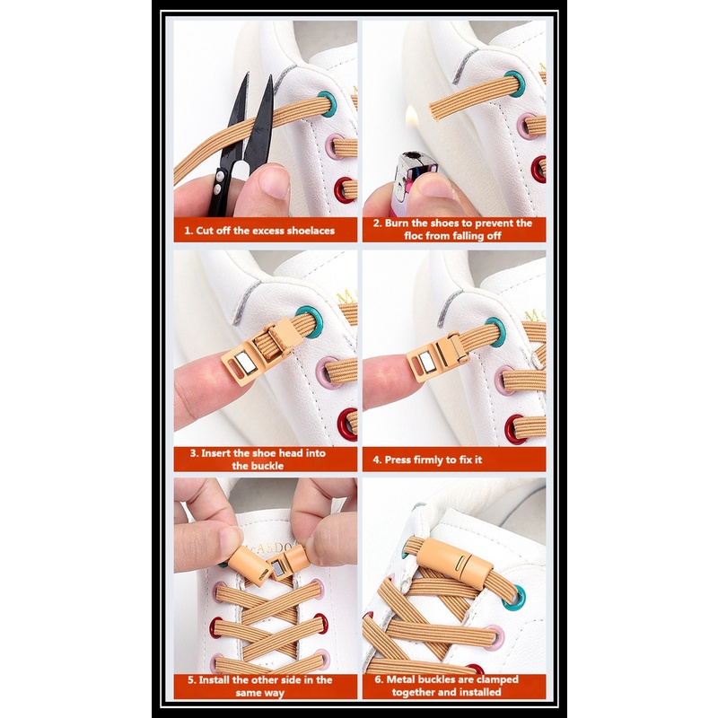 1 Cặp Dây Giày Nam Châm Co Giãn Màu Trắng/Đen