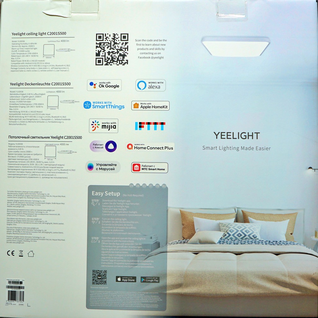 Yeelight C2001S500 - 50W - Đèn Led Ốp Trần Thông Minh hình Vuông - Bản Quốc Tế nâng cấp - Hỗ trợ Apple Homek