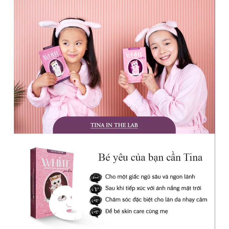 /MUA 2 TÍNH 1/ Mặt Nạ Dưỡng Trắng Cho Bé Tina In The Lab Premium Facial Whitening Mask for Kids_Mỹ phẩm chính hãng