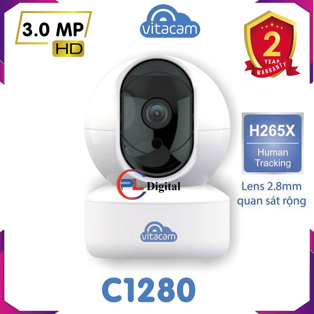 Camera Ip Wifi Vitacam C1280 Pro 3.0 Chip Hisilicon Full HD 1536P - Hàng Chính Hãng