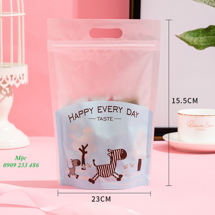 (Set 10 túi) Túi Zip bánh kẹo happy every day