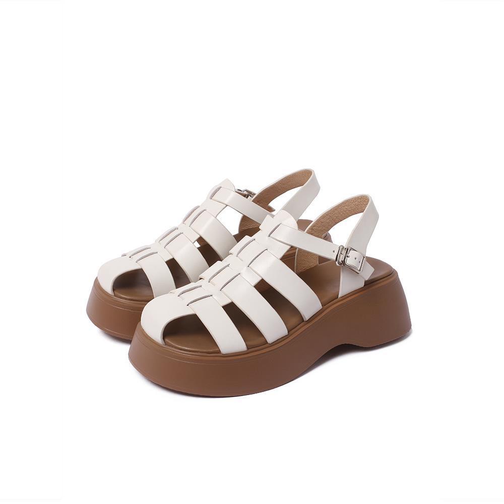 Giày Sandal Da Đế Dày Tăng Chiều Cao Phong Cách Mới