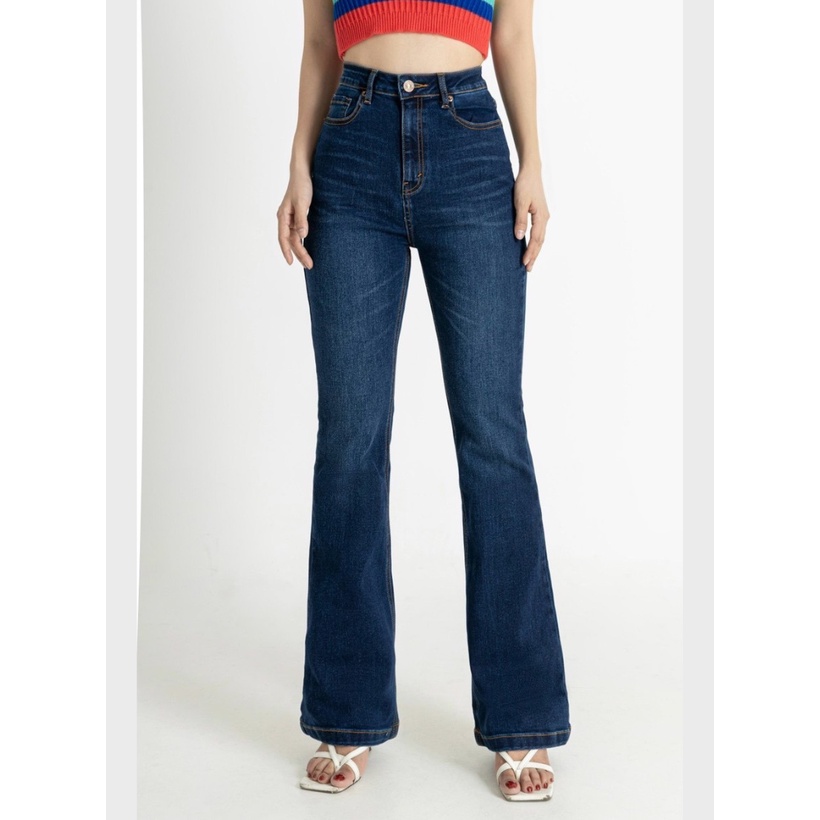 Quần jeans ống loe dáng dài 105cm vải xuất dư HQJeans tôn dáng HQ51