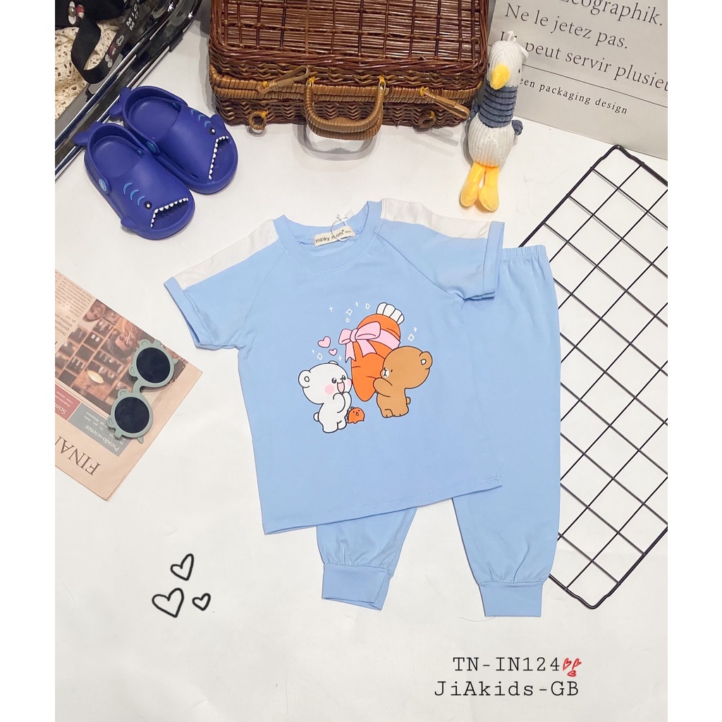 [SALE] Bộ Tay Ngắn Vải Cotton Cho Bé Trai, Bé Gái Minky Mom Ếch Cốm, Đồ Bộ Cho Bé Mặc Nhà Thu Đông MKMTD2228