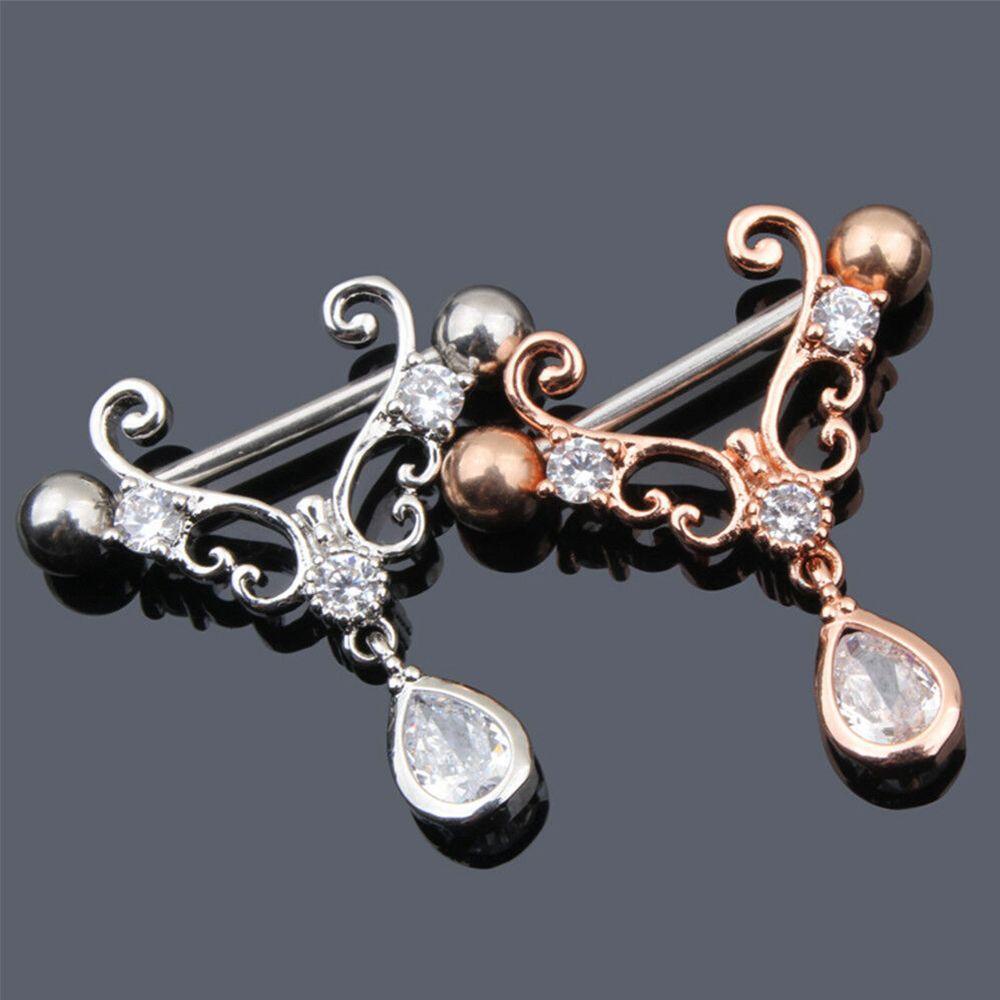 VANES1 Khuyên Nhũ Hoa Hình Giọt Nước Thời Trang