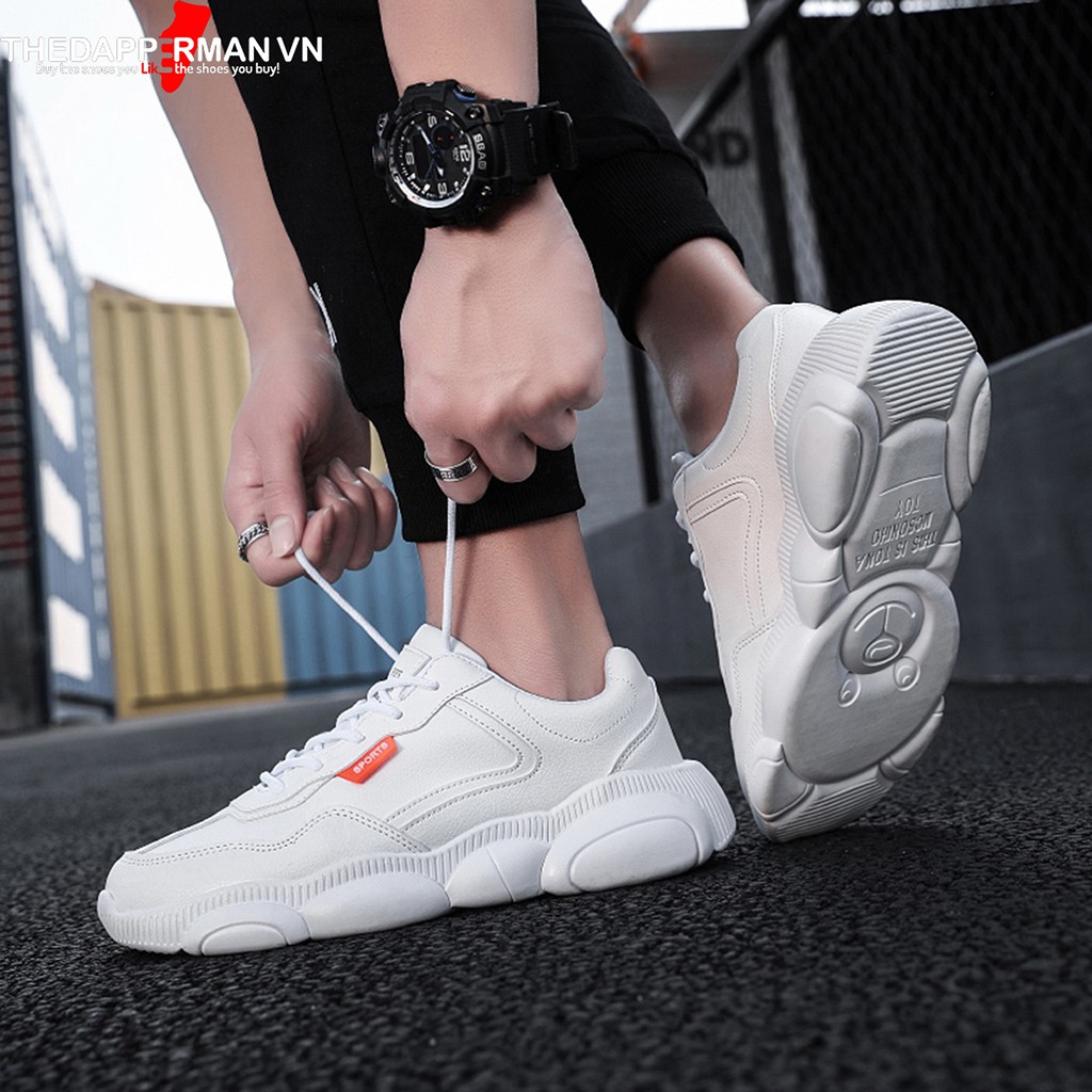 Giày sneaker nam thể thao THEDAPPERMAN XXD001 chất liệu da, đế cao su nhiệt dẻo, êm chân, chống trơn trượt, màu trắng