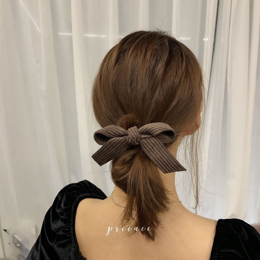 Kẹp tóc nơ vải nhung phong cách Hàn Quốc cho nữ