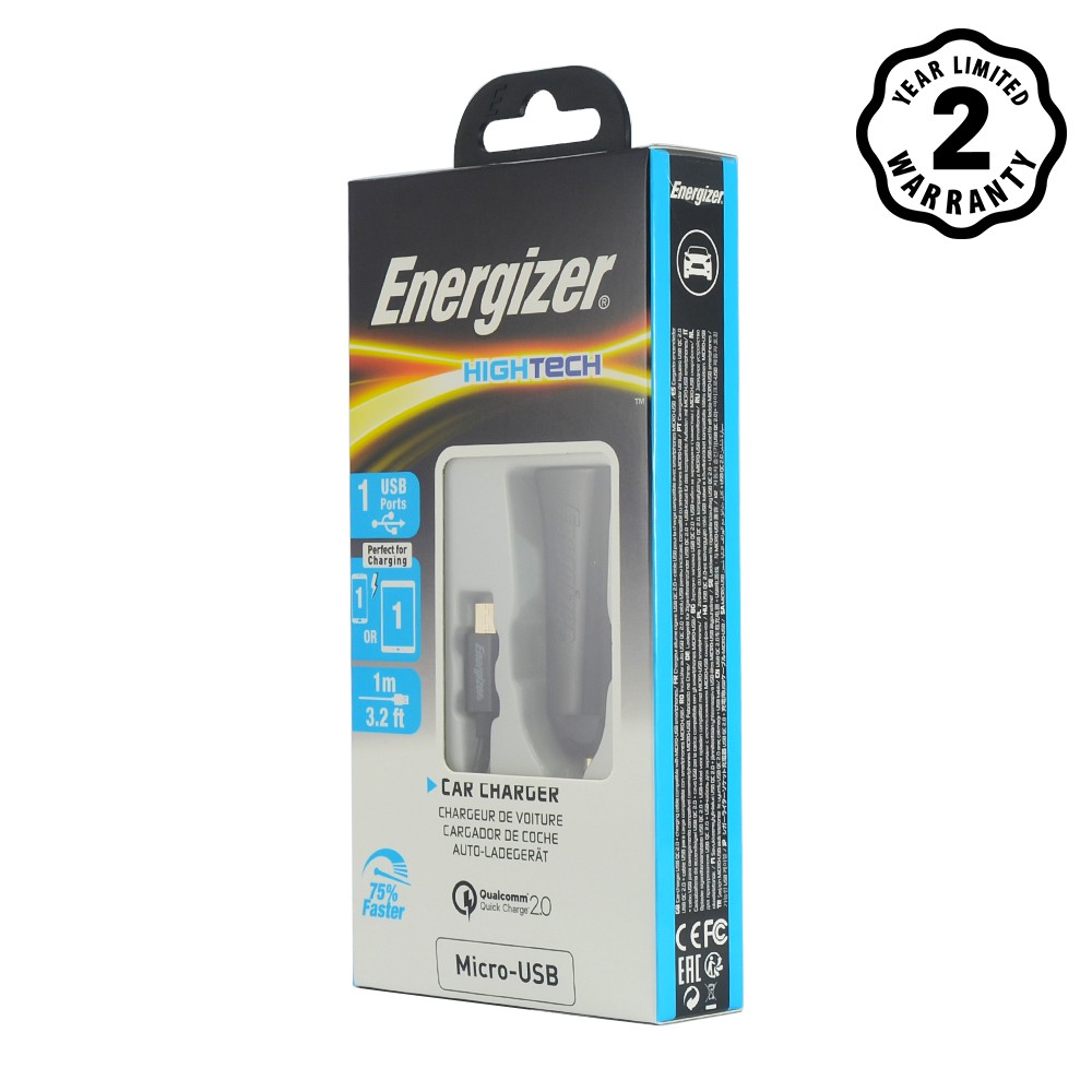 Combo sạc dự phòng Energizer 10,000mAh UE10053 + sạc ô tô Quick Charge Qualcom 2.0 kèm cáp Micro USB - DCA1QHMC3