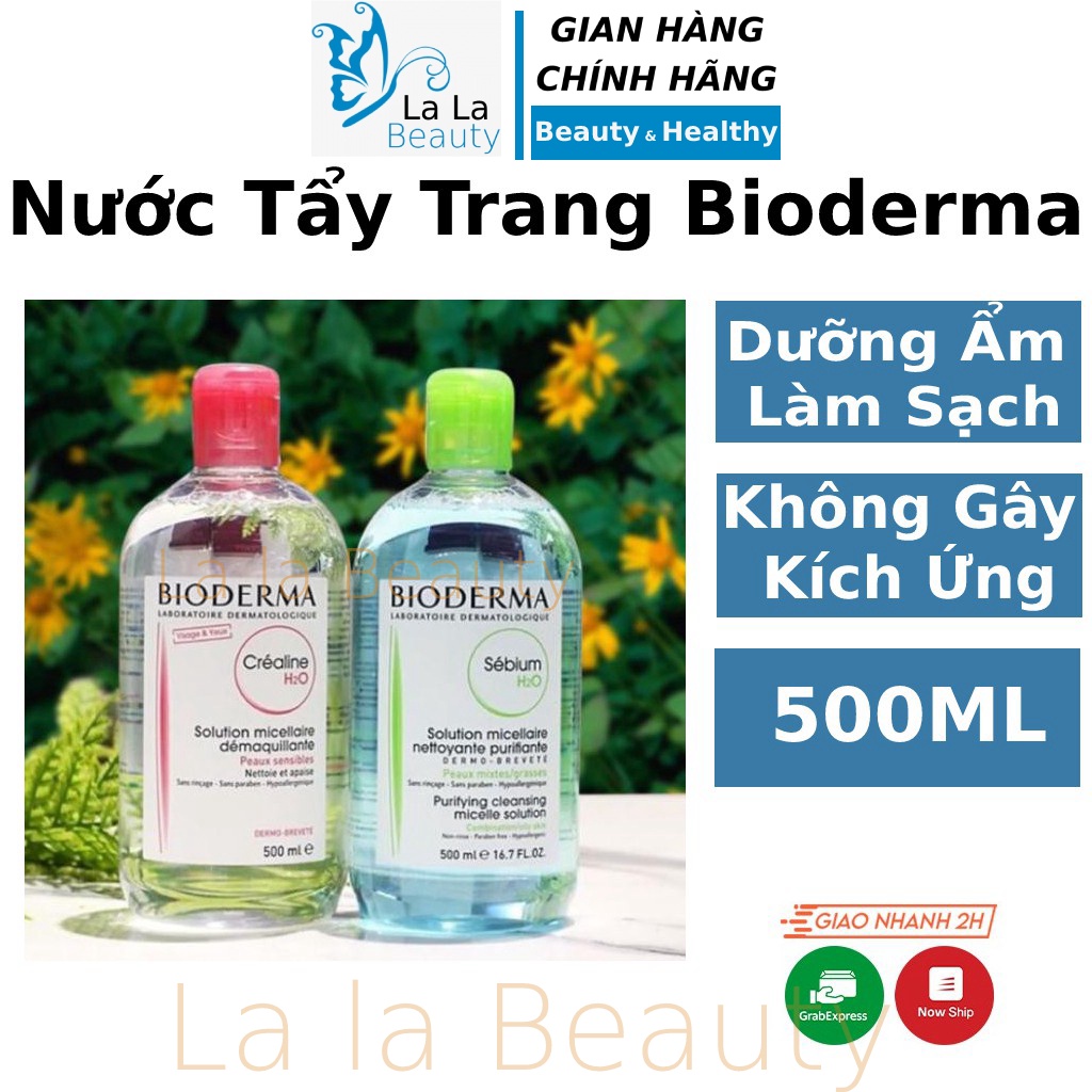 Nước tẩy trang Bioderma Créaline H2O 500ml dành cho da dầu mụn nhạy cảm hỗn hợp thiên dầu La La Cosmetic - ntt_biodema