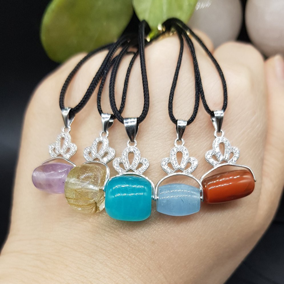 Mặt dây chuyền vòng cổ phong thủy phối Charm Bạc TINH TẾ may mắn, bình an phù hợp Nữ các Mệnh - KIỂU 3- ĐỦ MÀU, ĐỦ SIZE