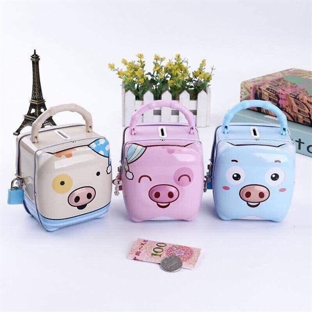 Ống Heo Két Sắt Mini Tiết Kiệm Tiền Mẫu Mới Có Khóa Đáng Yêu Cho Bé (Giao Mẫu Ngẫu Nhiên)