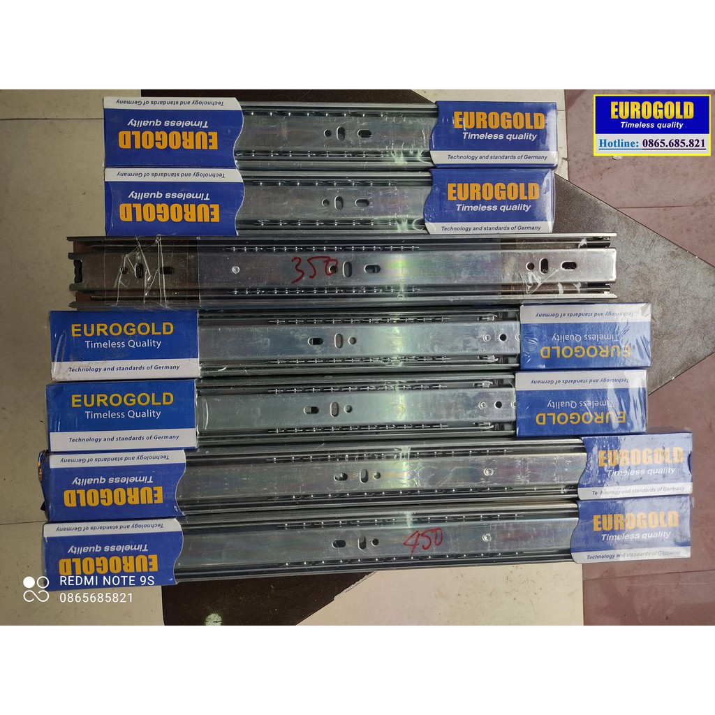 Thanh ray bi trượt hốc tủ không giảm chấn, Thanh trượt bi 3 tầng bản 25cm - 50cm, Ray trượt ngăn kéo