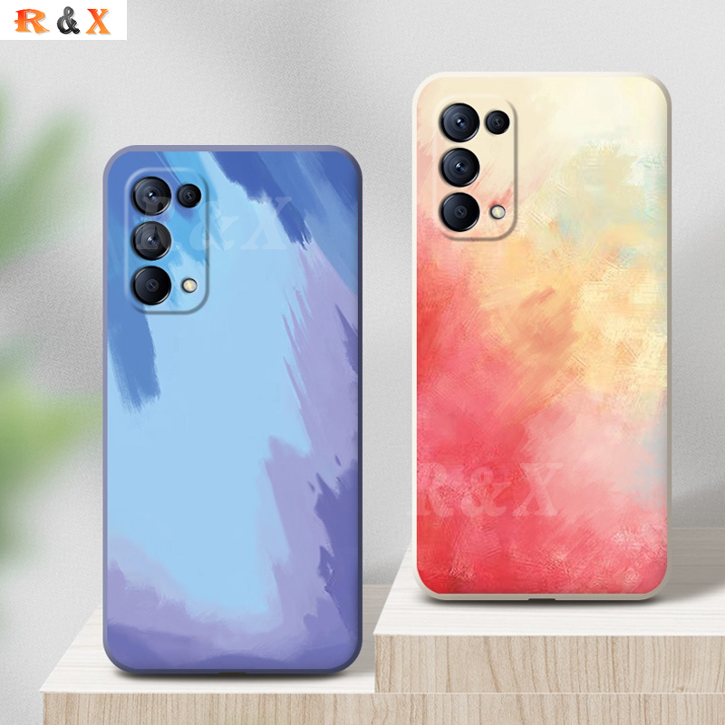 Ốp điện thoại họa tiết màu nước chống bụi bẩn cho Oppo A16 A54 Reno 5 Reno 4 Reno 2 A