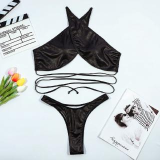Bikini Dây Da Màu Trơn Gợi Cảm