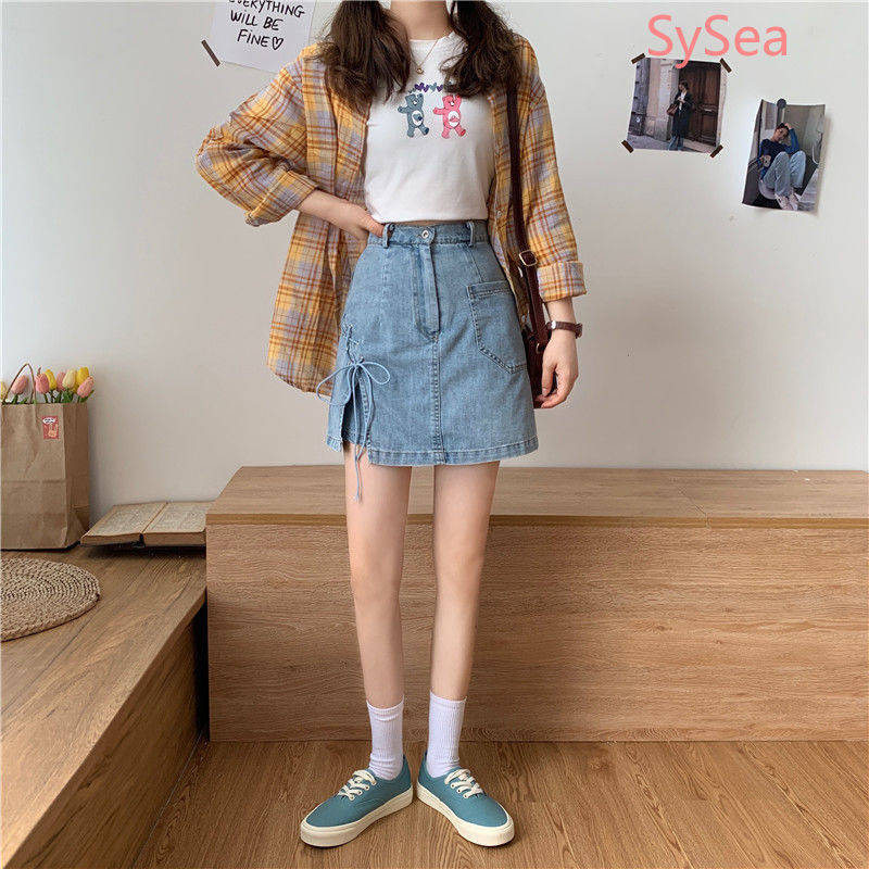 chân váy jean Ngắn Dáng Chữ A Lưng Cao Thời Trang Mùa Hè Cho Nữ | BigBuy360 - bigbuy360.vn