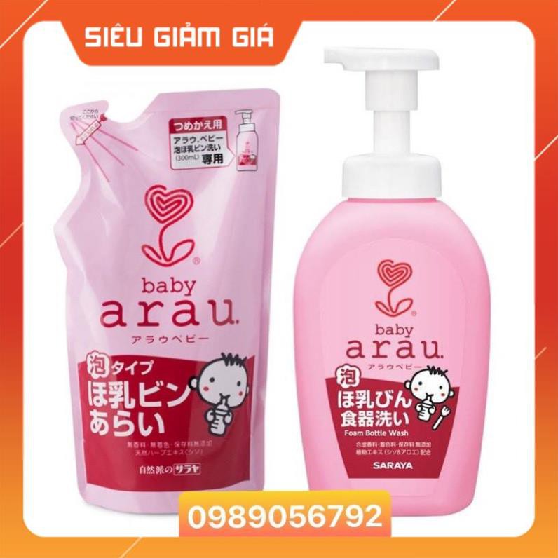 NƯỚC RỬA BÌNH SỮA ARAU DẠNG CHAI (500ML) hoặc TÚI (450ML)