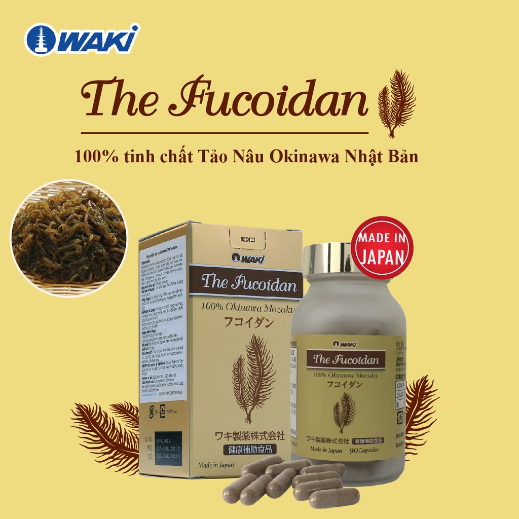 [CHÍNH HÃNG] Viên uống The Fucoidan - 100% Chiết Xuất Tảo Nâu Okinawa từ Nhật Bản Waki ( Hộp 90 Viên )