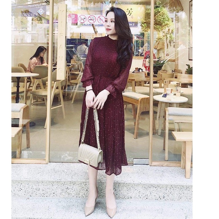 [BÁN SỈ] Váy Nữ/ Đầm Nữ Dáng Suông Có Dây Chiết Eo Dập Ly Chất Voan 2 Lớp Họa Tiết Bi_Xuống Phố Dịu Dàng | BigBuy360 - bigbuy360.vn