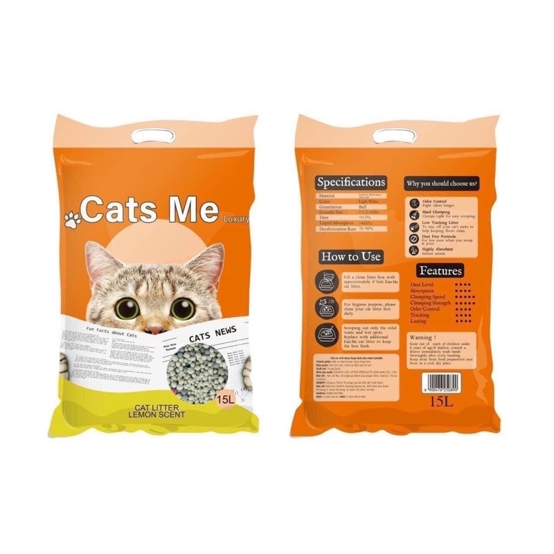 [ sale đến 31.05 ] Cát cho mèo Cats me luxury 8L nhiều mùi nâng cấp có than hoạt tính