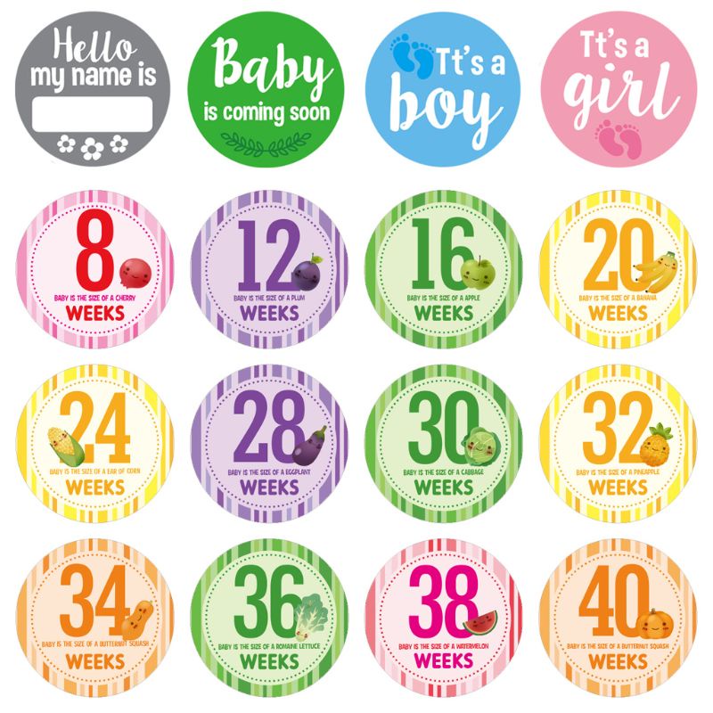 Bộ 16 Miếng Dán Đánh Dấu Cột Mốc Phát Triển Theo Tuần Cho Mẹ Bầu