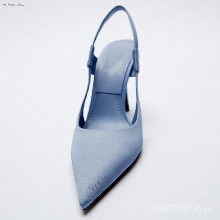 Giày cao gót mũi nhọn màu xanh dương phong cách thanh lịch cho nữ