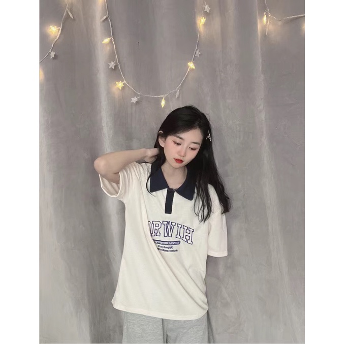 Áo polo ngắn tay vải tổ ong thêu chữ HI đơn giản cá tính Super Bigsize đến 150kg