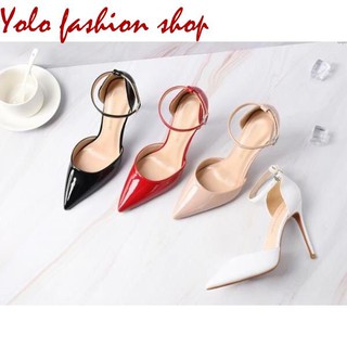 Giày cao gót nữ đế 7p da bóng gót nhọn khoét eo siêu xinh-GC712