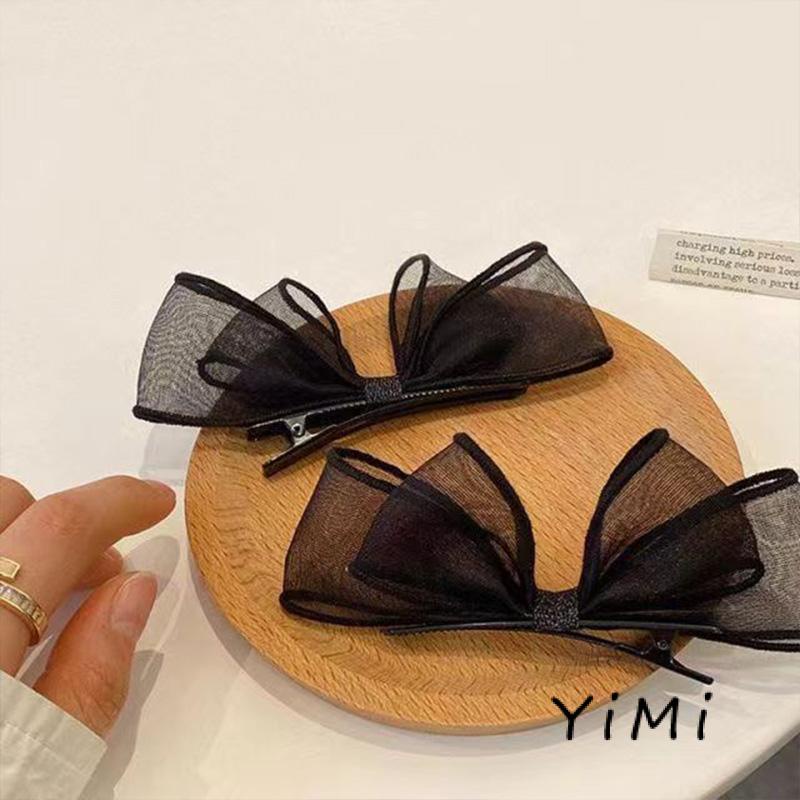 Kẹp Tóc Nơ Lưới Ba Chiều Màu Đen Phong Cách Lolita