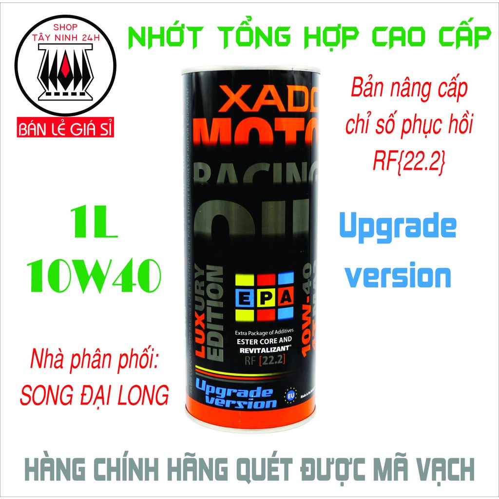 Nhớt CAO CẤP XADO Moto Racing OIL JASO MA2 - API SN - SAE 10W40 - 1 Lít tổng hợp toàn phần nhập khẩu HÀ LAN