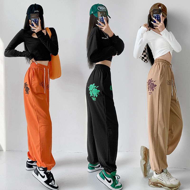 Quần Nhảy Hip-Hop Jazz Hip-Hop Dáng Rộng In Họa Tiết Hoa Hồng Kiểu Âu Mỹ 5X8W Cho Nữ