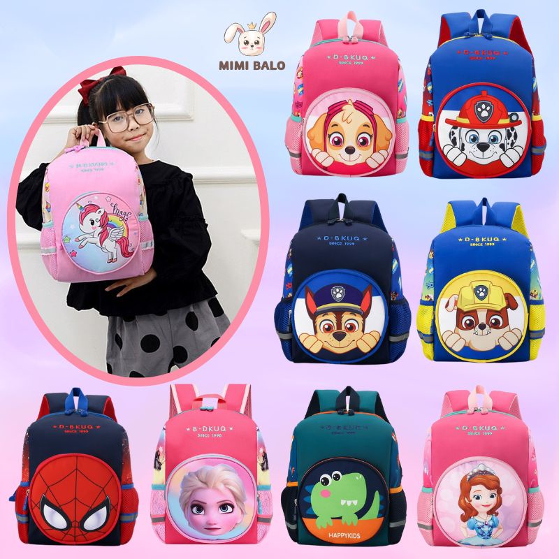 Balo cho bé đi học mẫu giáo, mầm non siêu nhẹ, mềm mại, đệm lưng thoáng khí ngựa pony, công chúa, siêu nhân BALO MIMI
