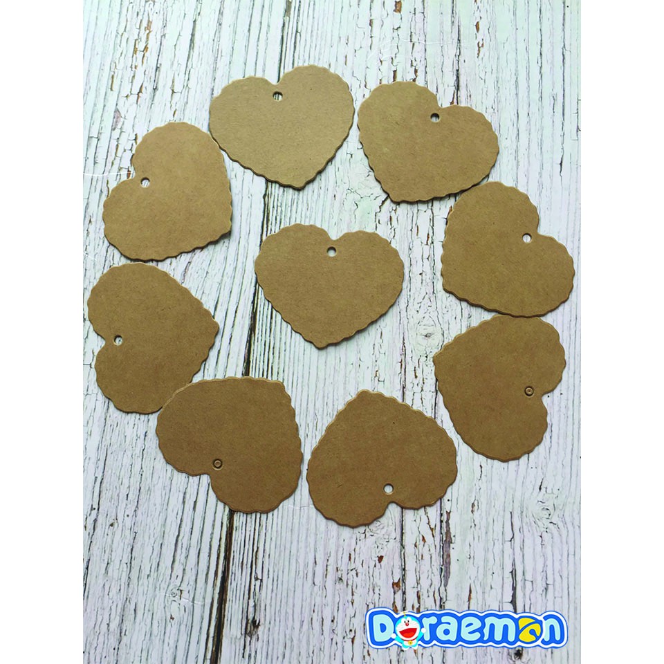 100 Tag trái tim bằng giấy Kraft xinh xắn