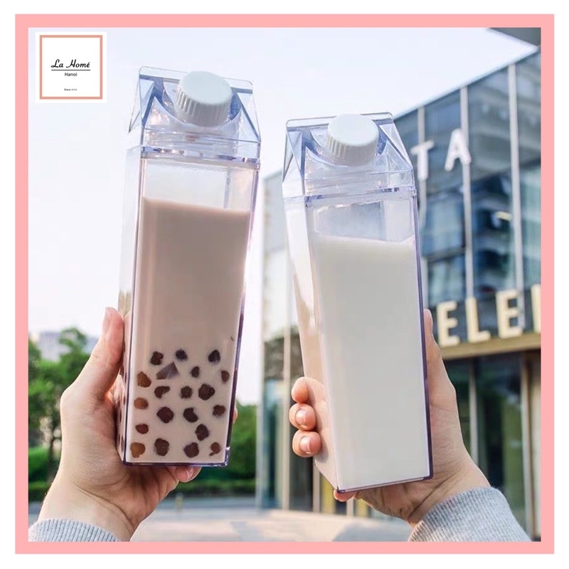 Bình đựng nước dáng hình hộp sữa dung tích 1000ml dễ thương.