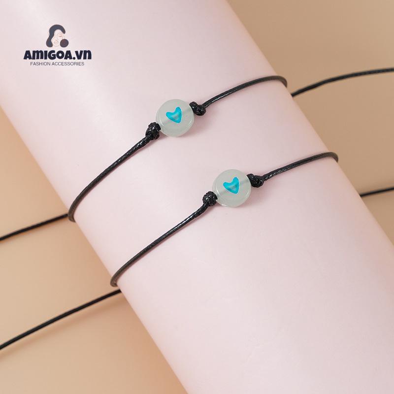 ✨✨Vòng Tay Dạ Quang Xỏ Hạt Tình Bạn May Mắn Đơn Giản Có Thể Điều Chỉnh Cho Cặp Đôi