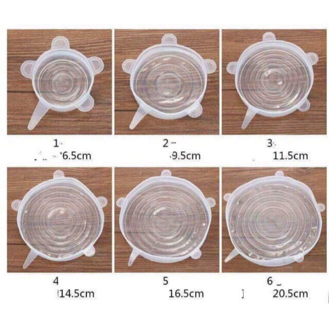 Bộ 6 Nắp Silicon Đậy Chén Bát Đĩa, Bọc Thực Phẩm.