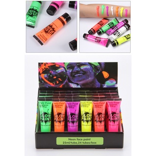 Tuýp Màu Vẽ Dạ Quang vẽ cơ thể/trang điểm mặt màu neon độc đáo có thể rửa sạch, màu vẽ Body painting hóa trang halloween