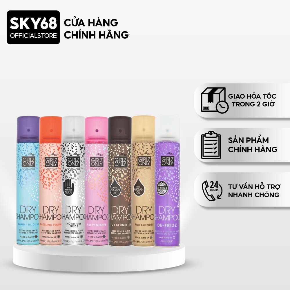 Dầu Gội Khô Giúp Tóc Sạch Dầu Và Trở Nên Bồng Bềnh Ngay Lập Tức Girlz Only Dry Shampoo 200ml