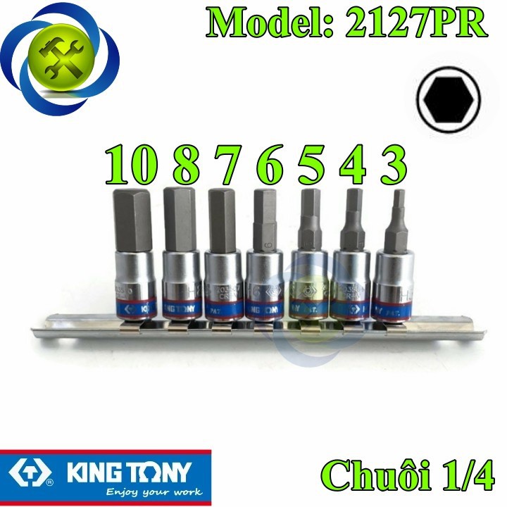 Bộ tuýp lục giác 1/4 Kingtony 2127PR 7 chi tiết H3-H10 - 2127PR