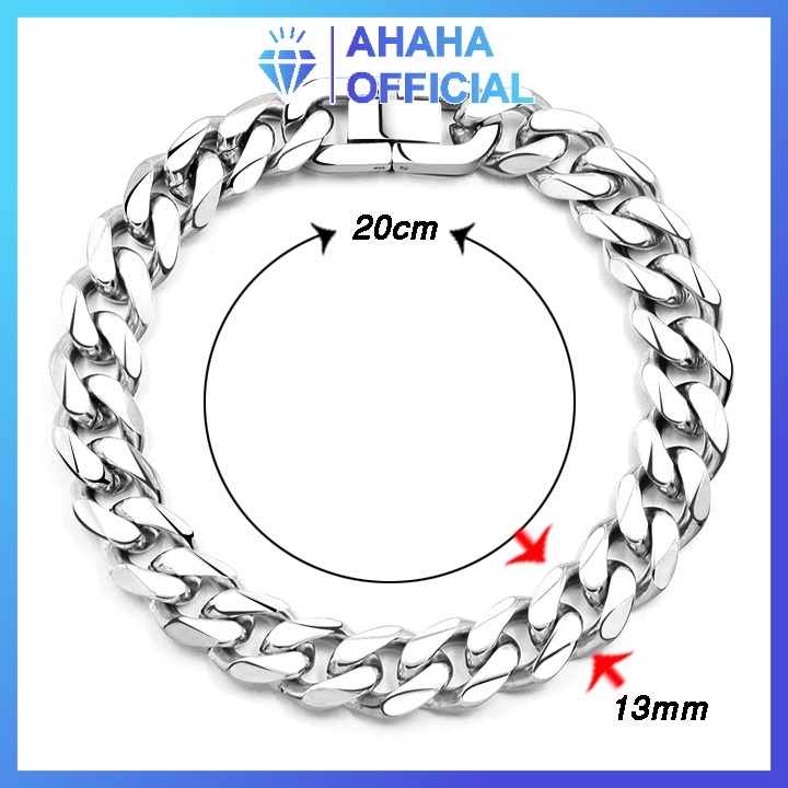 Lắc tay nam inox cao cấp rẻ đẹp lặc đơn kiểu vác cạnh khóa bộ cao cấp ahaha.officical kích cỡ 13mm màu trắng PTLTNA13
