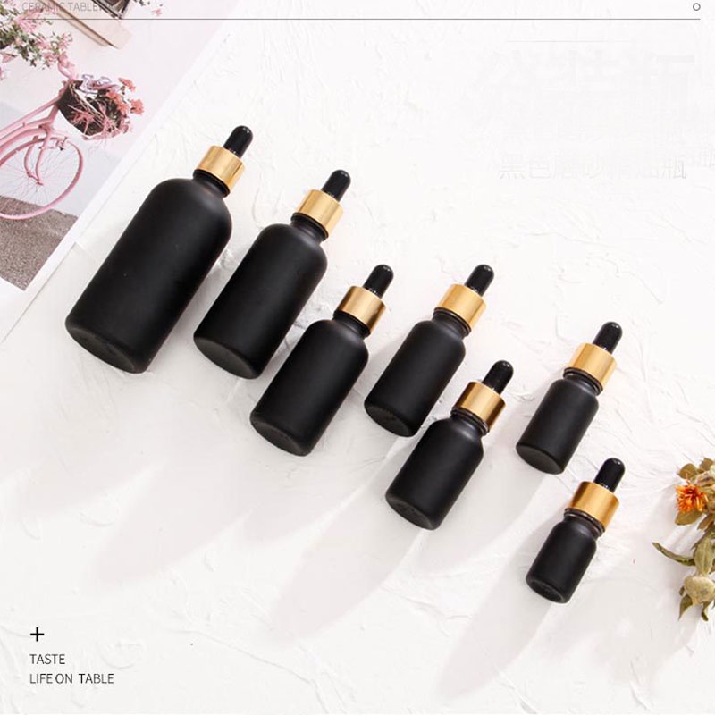 Chai Thủy Tinh Nhỏ Giọt Đựng Tinh Dầu 5ml 10ml Màu Đen