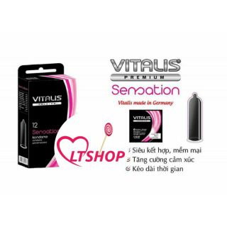 Bao cao su mềm mại kéo dài thời gian vitalis semation đức hộp 12 cái