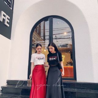 Sét áo croptop chân váy lụa cao cấp