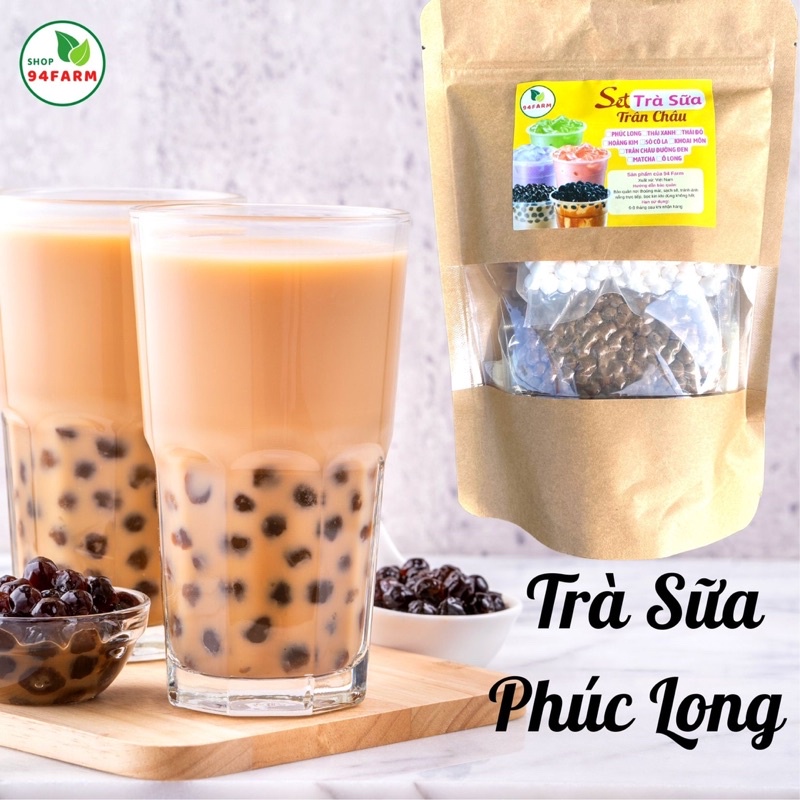 Set nguyên liệu trà sữa tự pha Phúc long Thái Xanh Thái đỏ Matcha Sô cô la Hoàng kim Đường đen Khoai môn 94Farm