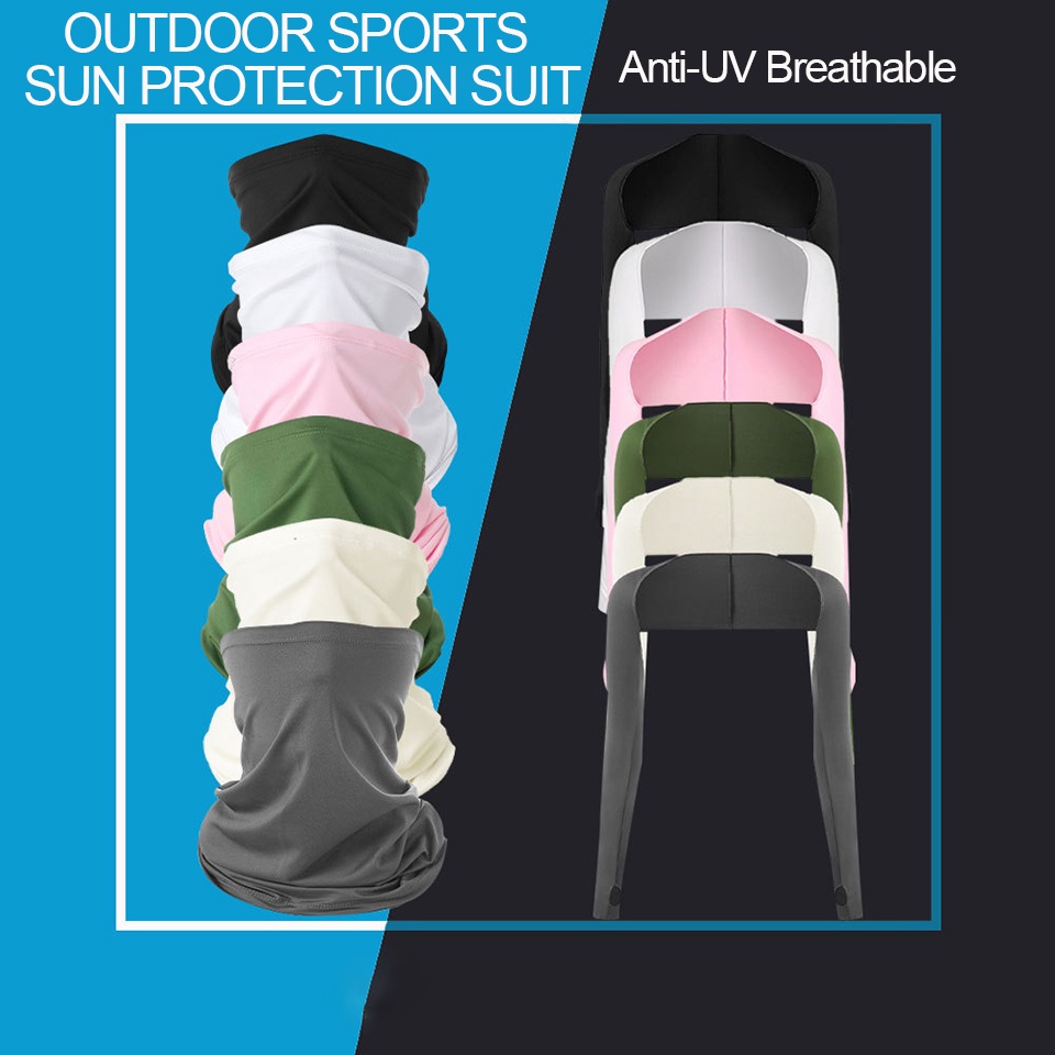 Bộ khăn choàng cổ + vỏ bọc cổ bằng lụa lạnh chống nắng mùa hè đa dụng