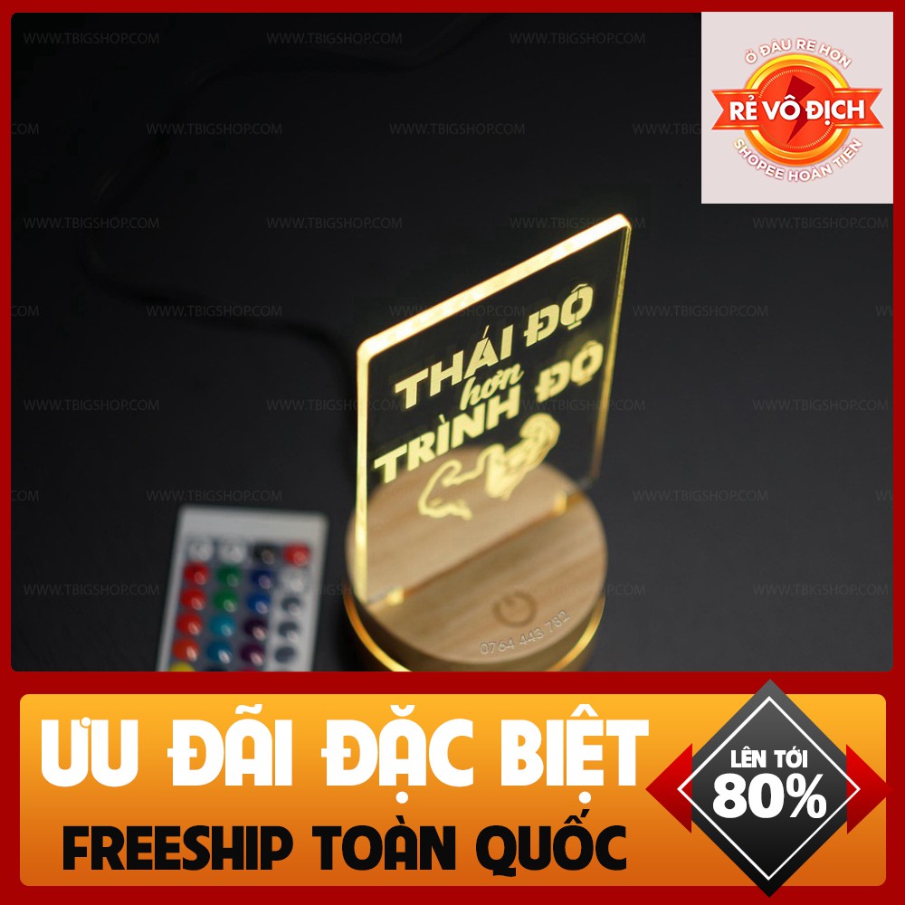 Quà tặng sinh nhật (đèn ngủ led để bàn)   [Thái độ hơn trình độ]   khắc laser 3d