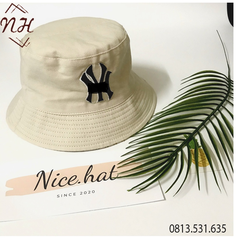 Mũ bucket hai mặt thêu chữ NY vành tròn cho nam, nữ chất cotton cao cấp - Nón bucket hat N07
